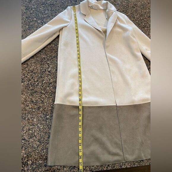 Zara Cream/Tan Vegan Leather Suede Car Coat BNWT Size S - Picture 8 of 11